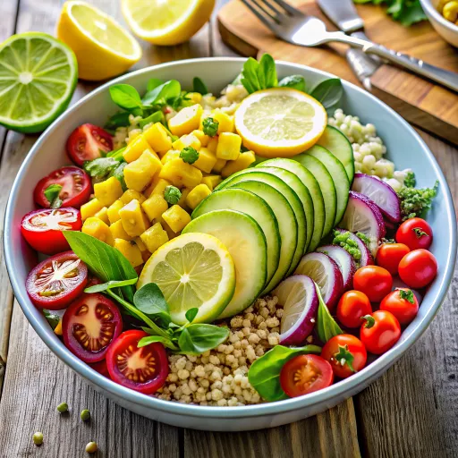 سلطة نباتية بالأفوكادو والحبوب الكاملة